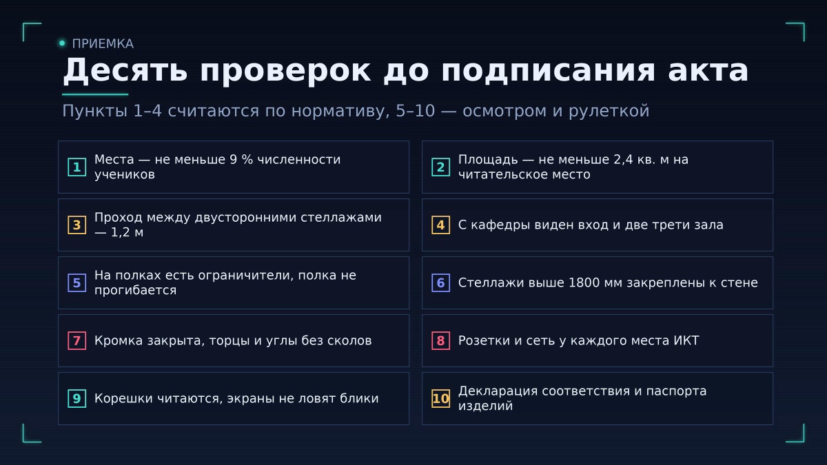 Чек-лист перед приемкой