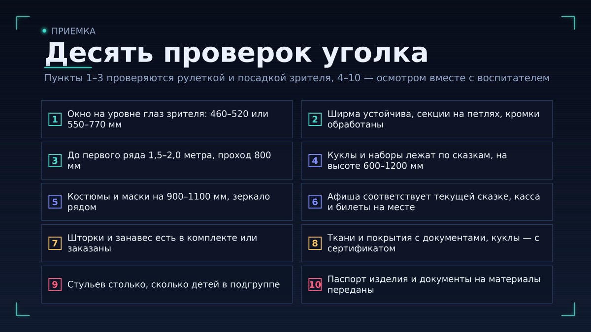Чек-лист перед приемкой