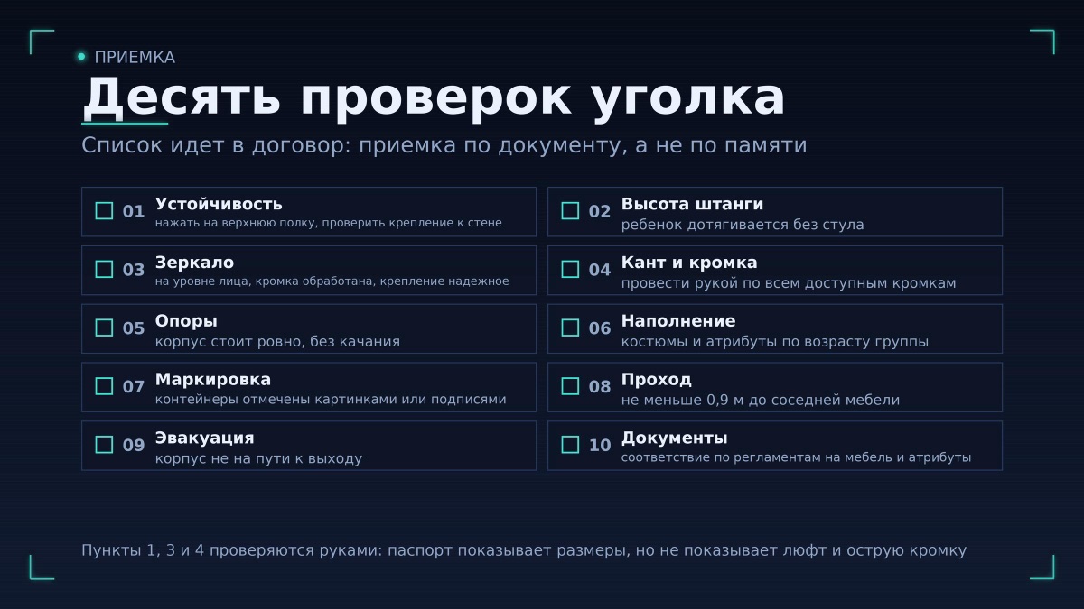 Чек-лист перед приемкой